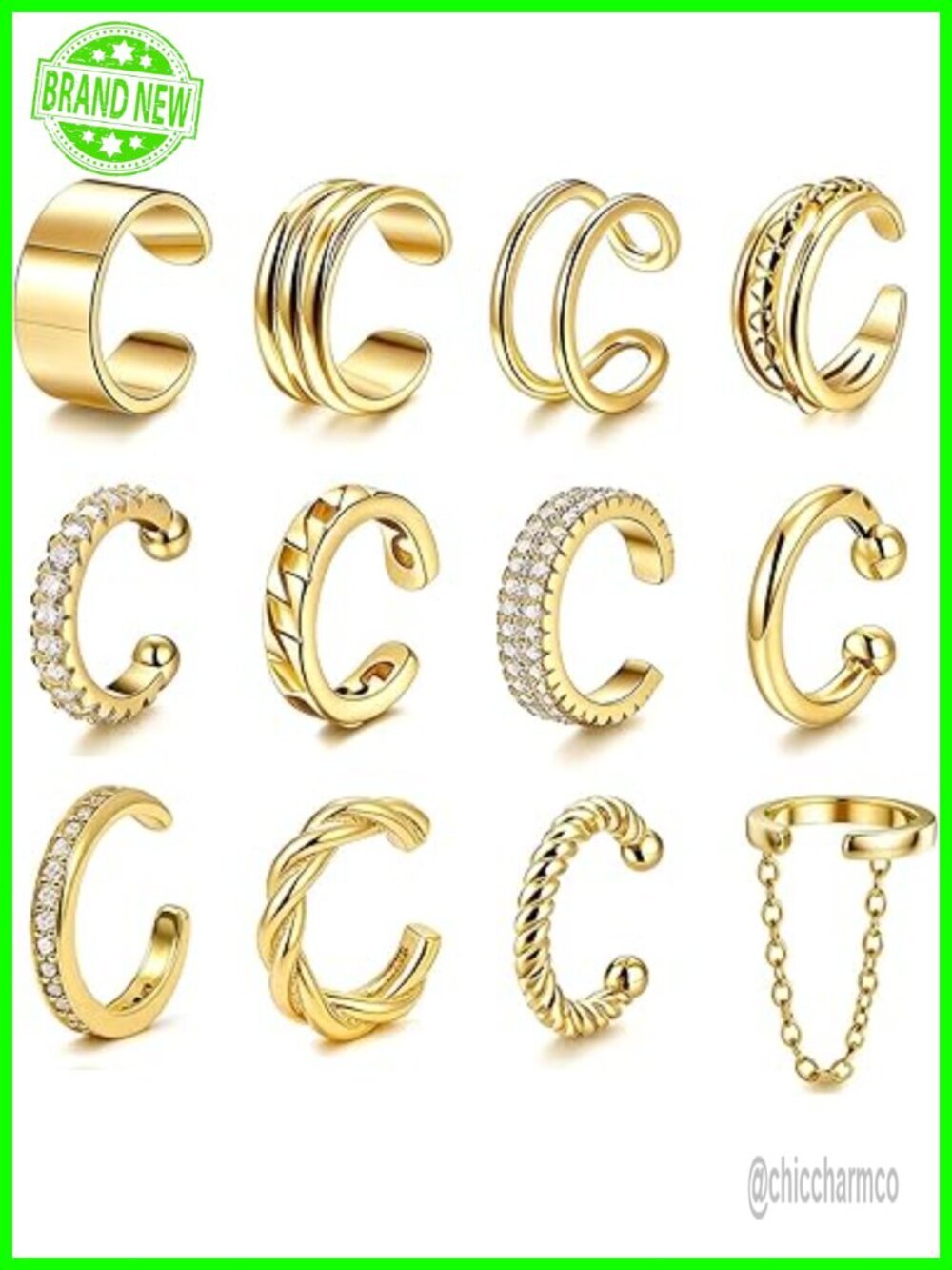 14K Gold Plated Non Piercing Ear Cuff Earrings for Women Clip on Cartilage